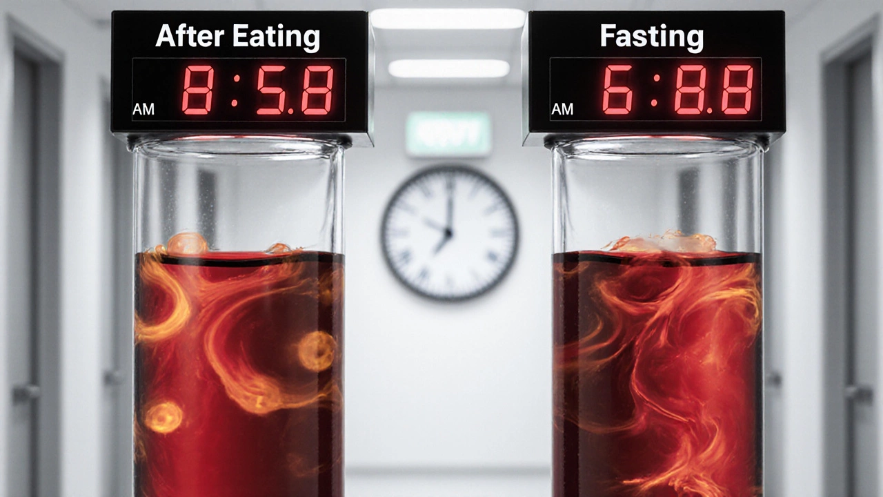 Два пробирки с кровью: одна с искаженными показателями, другая — чистая.