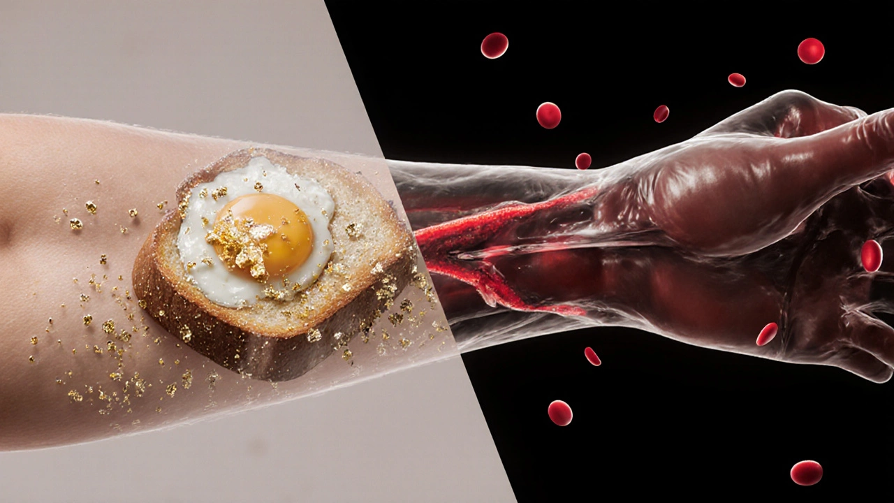 Сравнение крови с жирами и сахаром после еды и чистой крови натощак.