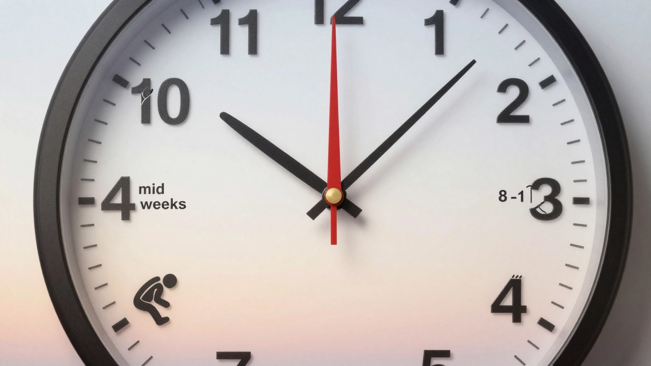 Часы с этапами заживления вместо цифр, символизирующие время восстановления мягких тканей.