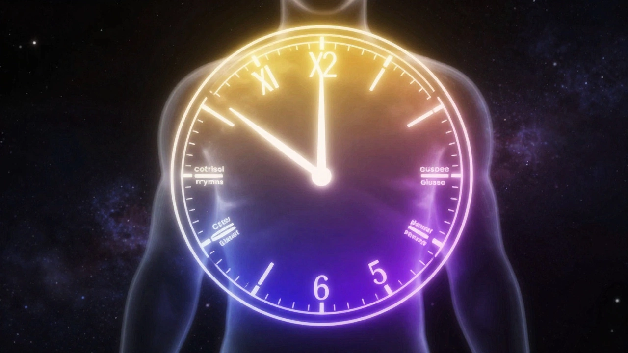 Концептуальное изображение циркадных ритмов и гормонального баланса в организме