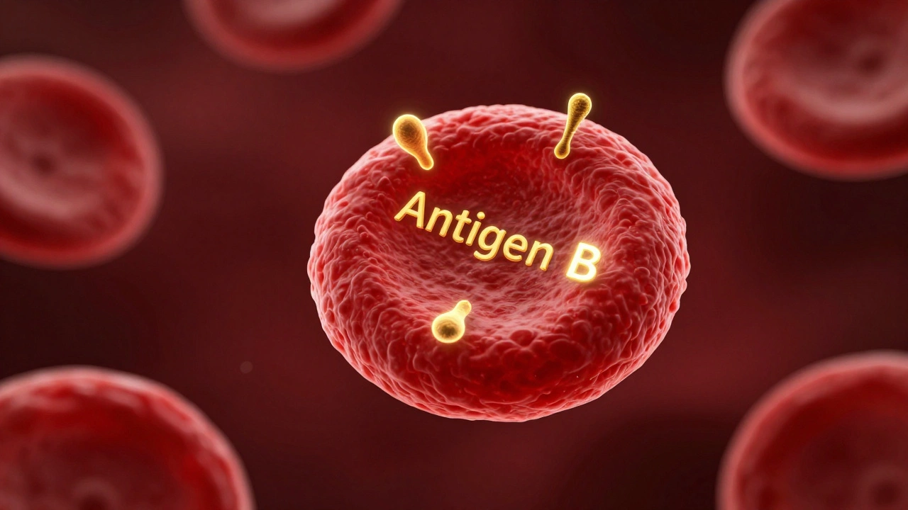 Микроскопическое изображение эритроцита с антигенами группы B